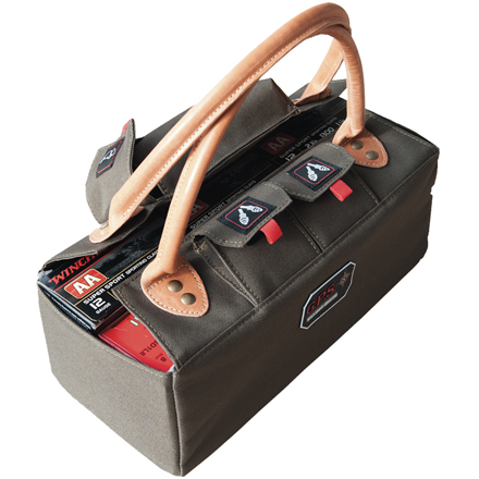 Shotgun Shell Tote with Leather Handle Olive (Holds 6 Boxes)